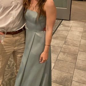 David’s Bridal Dusty Sage Strapless Bridesmaid Dress 2